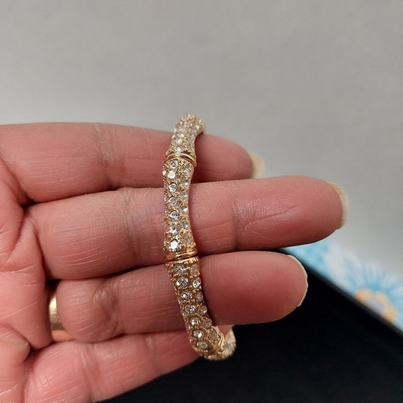 Vintage* NRO Pavé Clear Rhinestone Bracelet with 2nd Gold-tone Bracelet - Picture 5 of 12